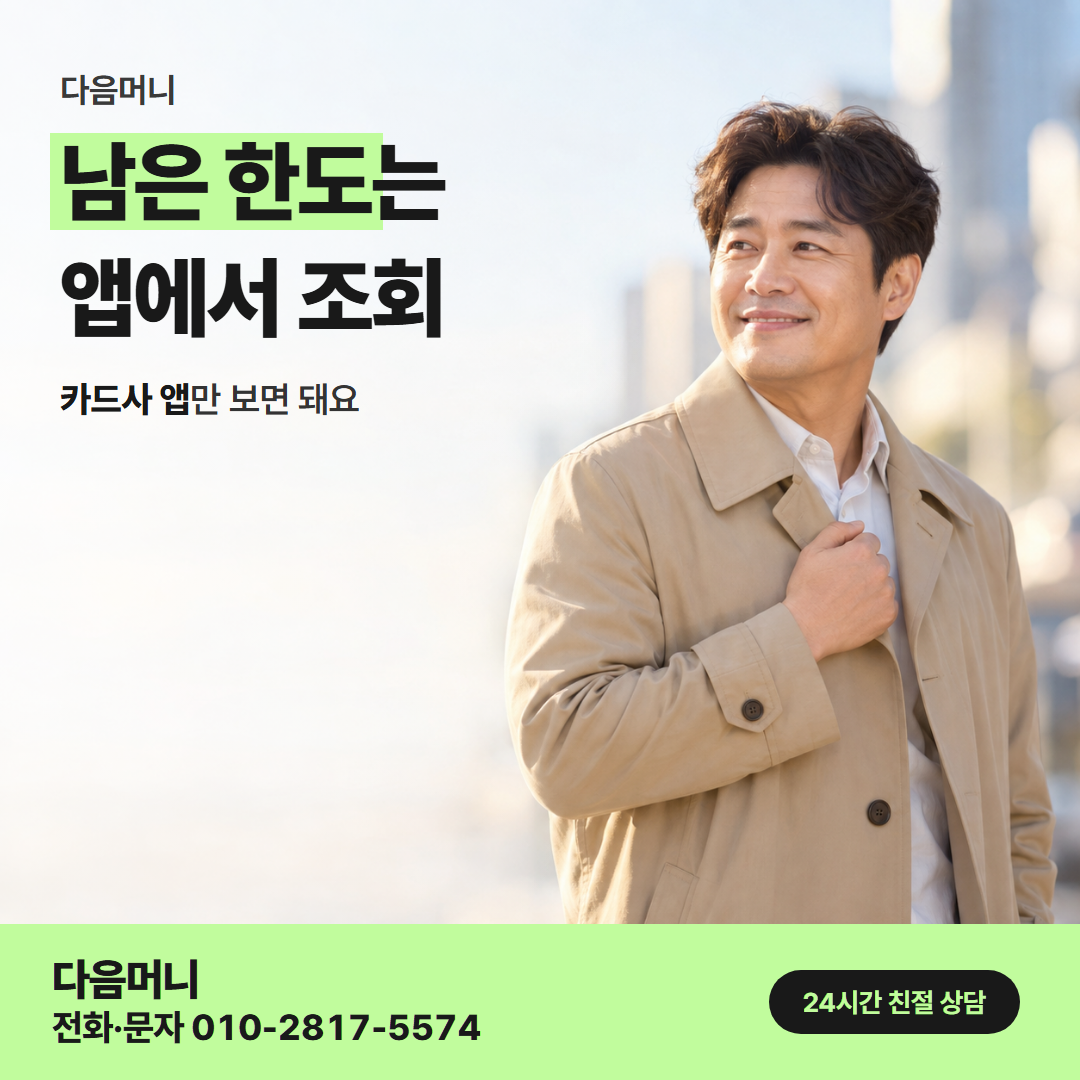 다음머니 의정부카드깡 한도 확인 안내